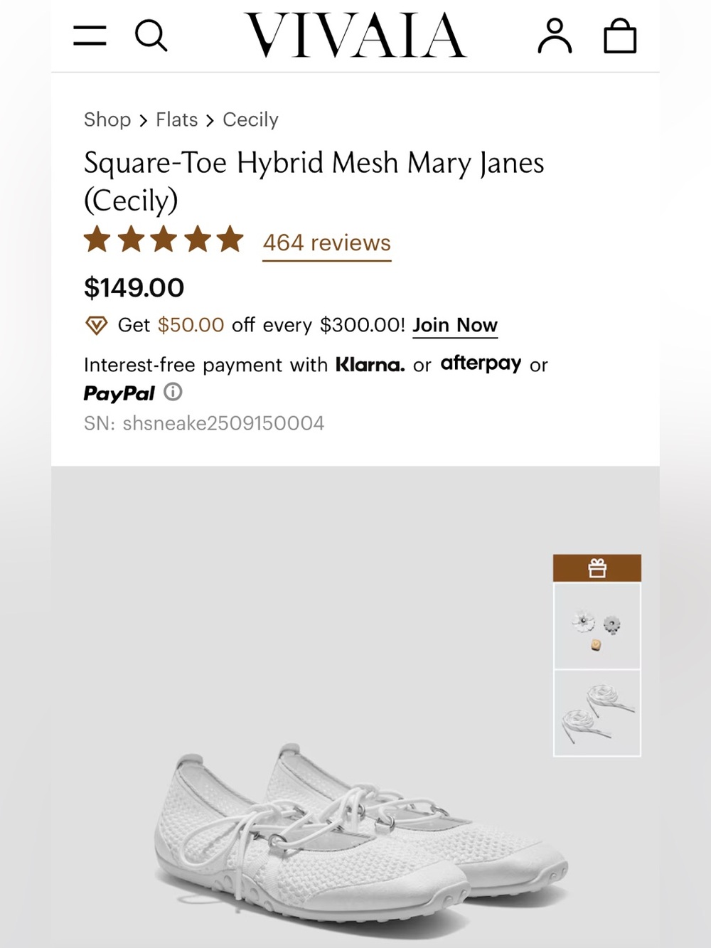 Vivaia Cecily White Mesh Ballet Sneaker Sneakerina Size 10.5 - Picture 12 of 14